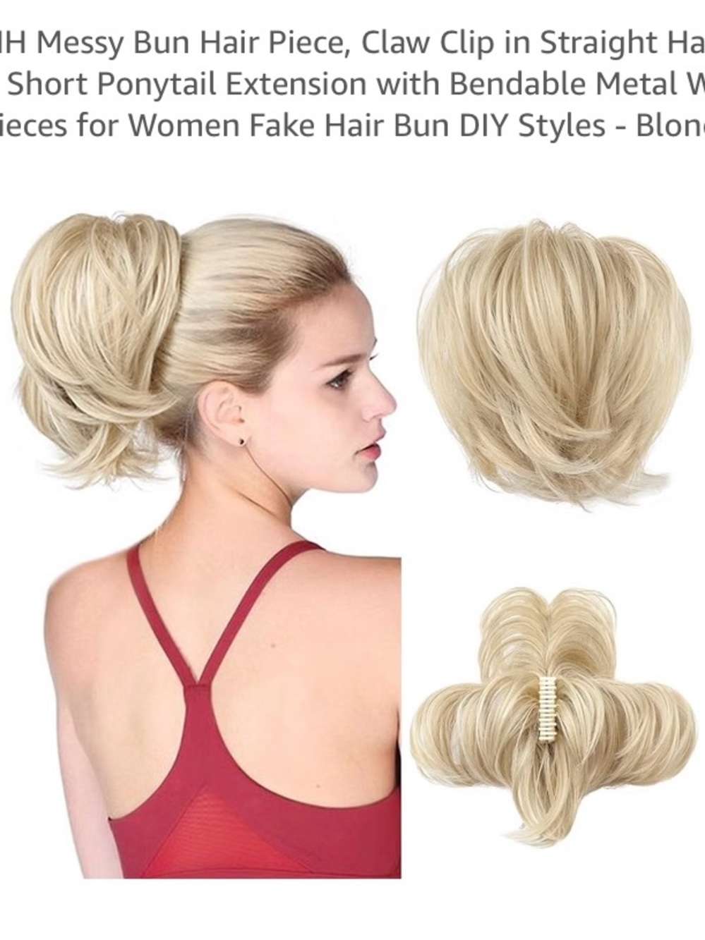 Blonde Messy Bun Claw Clip Hairpiece - Easy Ponytail Extension